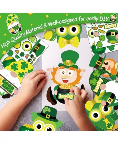 30 PCS St. Patrick Day Craft Kits for Kids DIY Leprechauns Shamrock Owl Gnome Sticker Craft Ornament St. Patrick Art Craft fo...