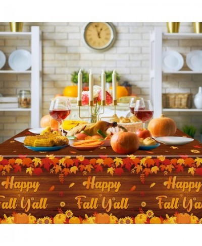 3Pcs Happy Fall Y'all Tablecloths 108 x 54 Inches Autumn Maple Leaf Plastic Table Cover Party Decor Supplies for Halloween Th...