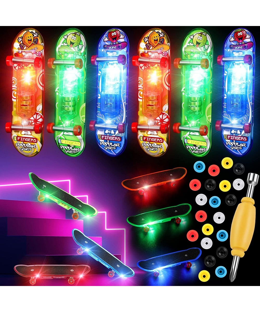 12 Pcs Finger Skateboards Light up Mini Finger Toys Set LED Fingerboard Mini Skateboards for Fingers Small Skateboard with In...