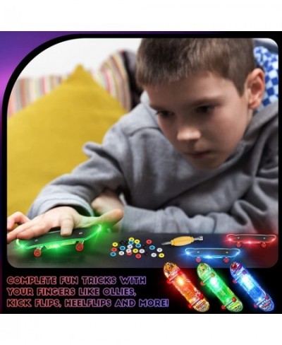 12 Pcs Finger Skateboards Light up Mini Finger Toys Set LED Fingerboard Mini Skateboards for Fingers Small Skateboard with In...