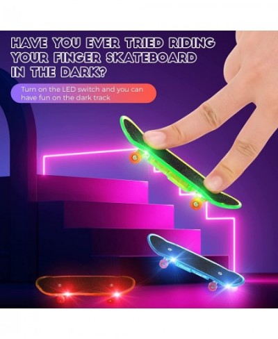 12 Pcs Finger Skateboards Light up Mini Finger Toys Set LED Fingerboard Mini Skateboards for Fingers Small Skateboard with In...