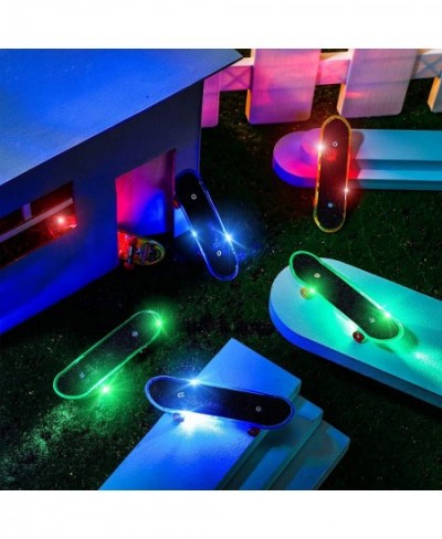 12 Pcs Finger Skateboards Light up Mini Finger Toys Set LED Fingerboard Mini Skateboards for Fingers Small Skateboard with In...