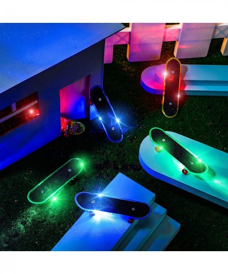 12 Pcs Finger Skateboards Light up Mini Finger Toys Set LED Fingerboard Mini Skateboards for Fingers Small Skateboard with In...