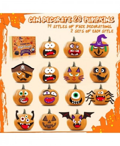 Pumpkin Decorating Kit Foam Stickers - Halloween Pumpkin Face Stickers Decorations for Kids 14 Designs Make 28 Pumpkins DIY 3...