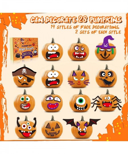 Pumpkin Decorating Kit Foam Stickers - Halloween Pumpkin Face Stickers Decorations for Kids 14 Designs Make 28 Pumpkins DIY 3...