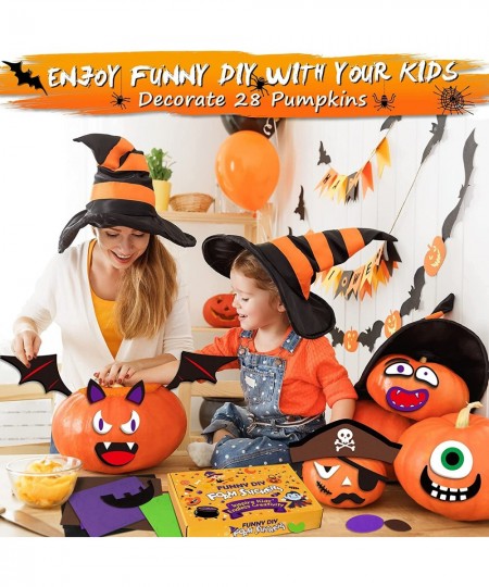 Pumpkin Decorating Kit Foam Stickers - Halloween Pumpkin Face Stickers Decorations for Kids 14 Designs Make 28 Pumpkins DIY 3...