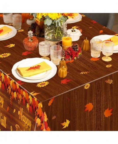 3Pcs Happy Fall Y'all Tablecloths 108 x 54 Inches Autumn Maple Leaf Plastic Table Cover Party Decor Supplies for Halloween Th...