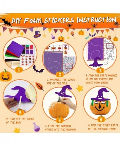 Pumpkin Decorating Kit Foam Stickers - Halloween Pumpkin Face Stickers Decorations for Kids 14 Designs Make 28 Pumpkins DIY 3...