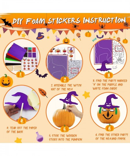 Pumpkin Decorating Kit Foam Stickers - Halloween Pumpkin Face Stickers Decorations for Kids 14 Designs Make 28 Pumpkins DIY 3...