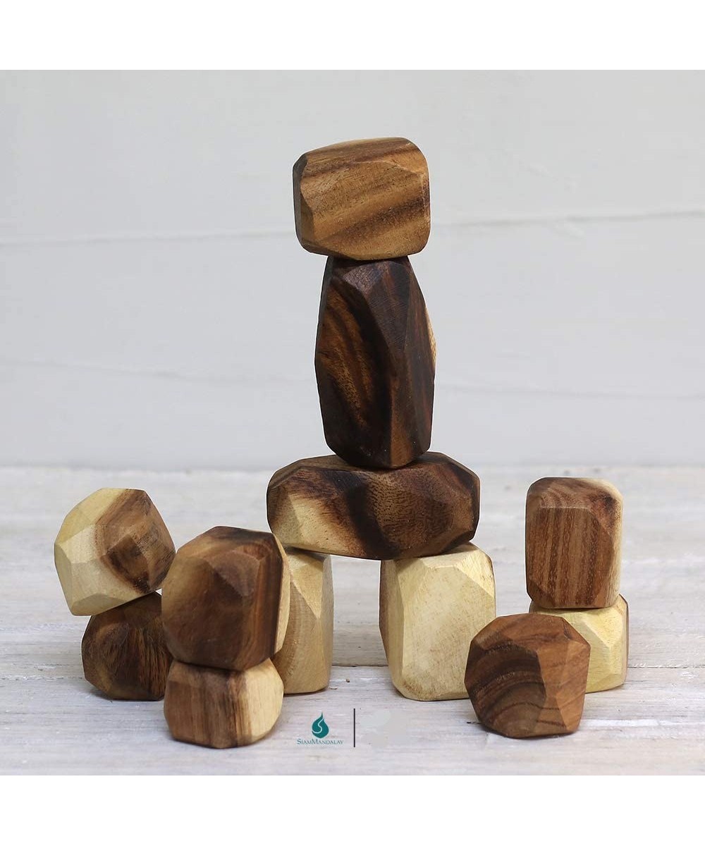 Wooden Balancing Blocks: Handmade Meditative Educational Sensory STEM Toy Stacking Game Wood Balance Rocks Set (Tum ISHI) Mon...