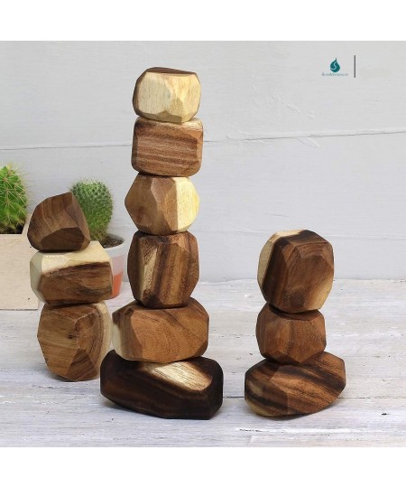 Wooden Balancing Blocks: Handmade Meditative Educational Sensory STEM Toy Stacking Game Wood Balance Rocks Set (Tum ISHI) Mon...