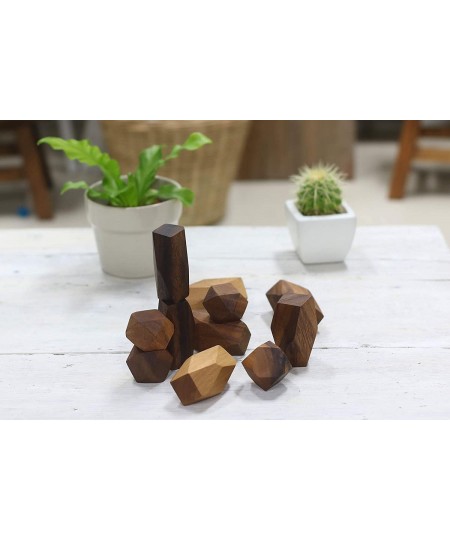 Wooden Balancing Blocks: Handmade Meditative Educational Sensory STEM Toy Stacking Game Wood Balance Rocks Set (Tum ISHI) Mon...