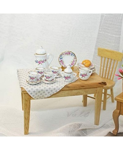 Dollhouse Decoration Accessories 1:12 Dollhouse Miniature Scene Model 15 PCS Porcelain Teacup and Saucer Set Pretend Play Toy...