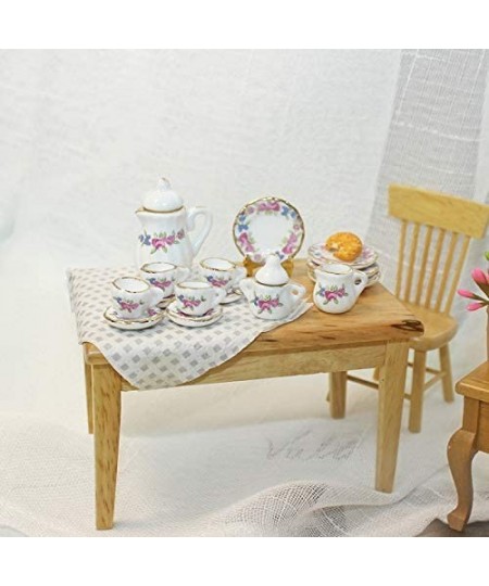 Dollhouse Decoration Accessories 1:12 Dollhouse Miniature Scene Model 15 PCS Porcelain Teacup and Saucer Set Pretend Play Toy...