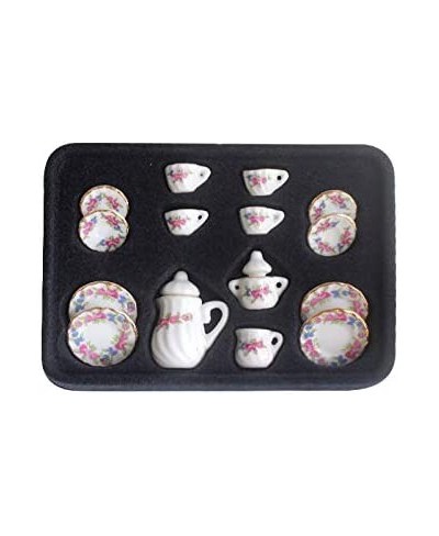 Dollhouse Decoration Accessories 1:12 Dollhouse Miniature Scene Model 15 PCS Porcelain Teacup and Saucer Set Pretend Play Toy...