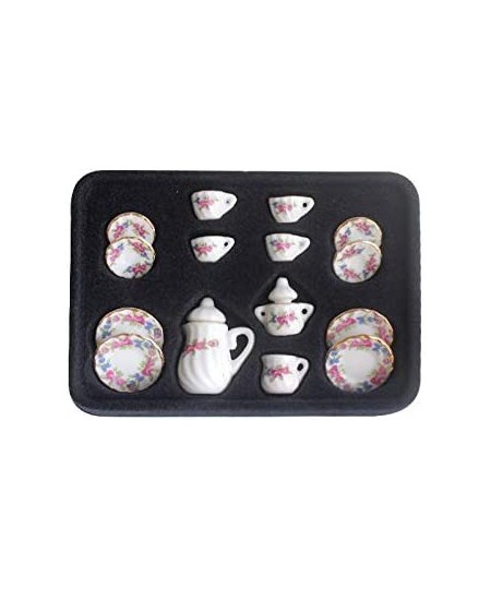 Dollhouse Decoration Accessories 1:12 Dollhouse Miniature Scene Model 15 PCS Porcelain Teacup and Saucer Set Pretend Play Toy...