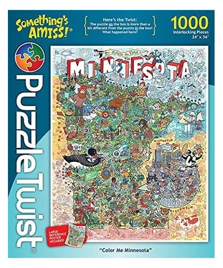 Jigsaw Puzzle | Color Me Minnesota | Something's Amiss! Series | 1000 Pieces | State Cartoon Family Pastime $53.85 - Jigsaw P...