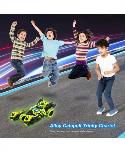 Pull Back Cars Vehicles Toys with 2 Motorcycle Launcher Race Car Toy Die-Cast 3 in 1 Catapult Chariot with Flashing Light up ...