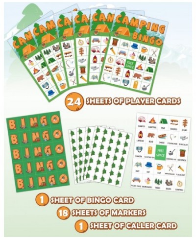 Camping Bingo Game Outdoor Indoor Activities Hike Field Trip Supplies Party Favors Card Games for Adults 24 Players Family Fu...