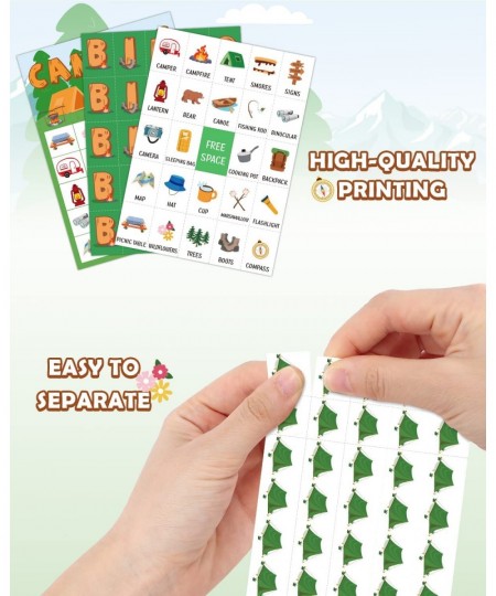 Camping Bingo Game Outdoor Indoor Activities Hike Field Trip Supplies Party Favors Card Games for Adults 24 Players Family Fu...