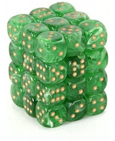 Dice d6 Sets: Vortex Green with Gold - 12mm Six Sided Die (36) Block of Dice $20.88 - Game Accessories