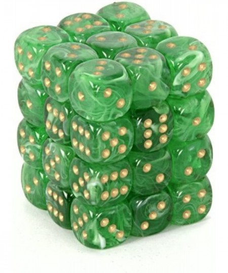 Dice d6 Sets: Vortex Green with Gold - 12mm Six Sided Die (36) Block of Dice $20.88 - Game Accessories