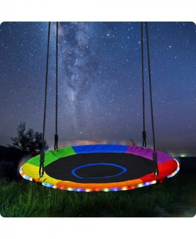 700lbs 40 Inch Saucer Tree Swing for Kids Adults Outdoor with LED Lights 2 Tree Hanging Straps $143.17 - Play Sets & Playgrou...