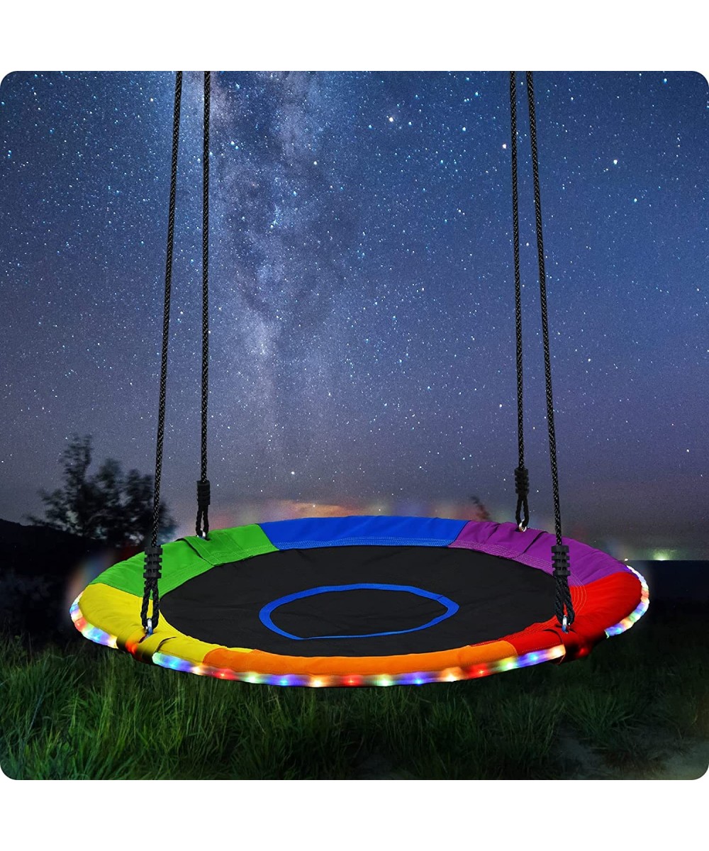 700lbs 40 Inch Saucer Tree Swing for Kids Adults Outdoor with LED Lights 2 Tree Hanging Straps $143.17 - Play Sets & Playgrou...