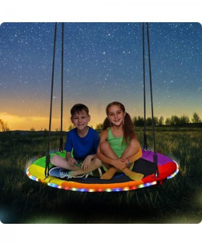 700lbs 40 Inch Saucer Tree Swing for Kids Adults Outdoor with LED Lights 2 Tree Hanging Straps $143.17 - Play Sets & Playgrou...