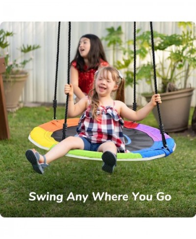 700lbs 40 Inch Saucer Tree Swing for Kids Adults Outdoor with LED Lights 2 Tree Hanging Straps $143.17 - Play Sets & Playgrou...