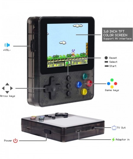 Handheld Game Console Retro Super Mini Game Player 500 Classical FC Games 3-Inch Color Screen Support for Connecting TV & Two...