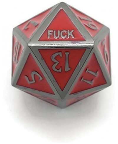 Red Metal D20 F*** Dice Critical Fail F 20 Sided Die Set DND Black Red Gunmetal Color Number for Role Playing Game Dungeons a...