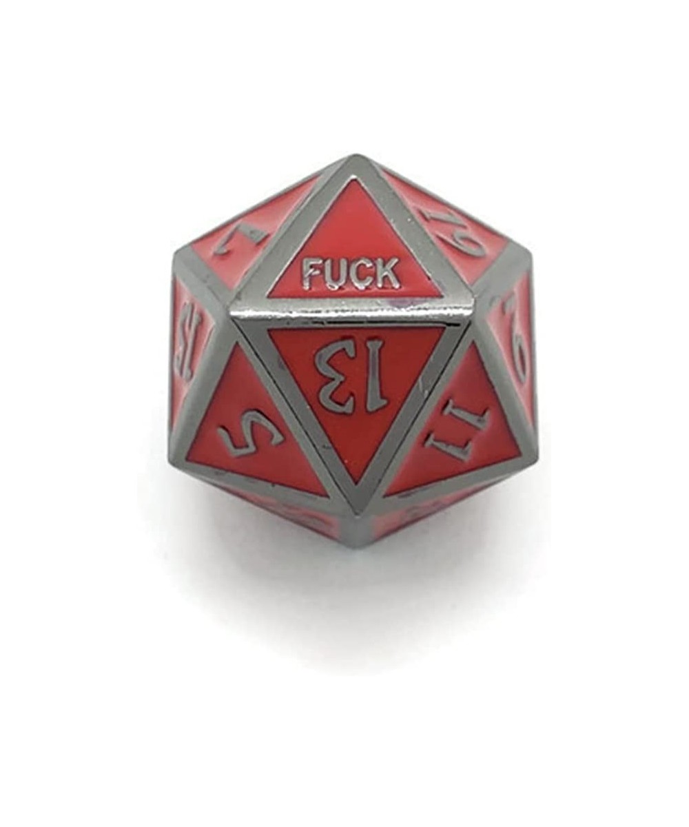 Red Metal D20 F*** Dice Critical Fail F 20 Sided Die Set DND Black Red Gunmetal Color Number for Role Playing Game Dungeons a...