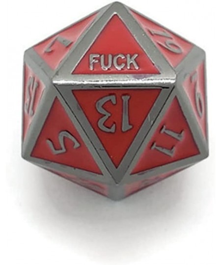 Red Metal D20 F*** Dice Critical Fail F 20 Sided Die Set DND Black Red Gunmetal Color Number for Role Playing Game Dungeons a...