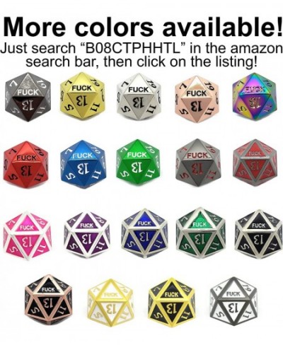 Red Metal D20 F*** Dice Critical Fail F 20 Sided Die Set DND Black Red Gunmetal Color Number for Role Playing Game Dungeons a...