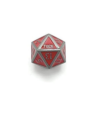 Red Metal D20 F*** Dice Critical Fail F 20 Sided Die Set DND Black Red Gunmetal Color Number for Role Playing Game Dungeons a...