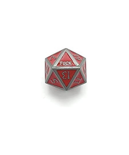 Red Metal D20 F*** Dice Critical Fail F 20 Sided Die Set DND Black Red Gunmetal Color Number for Role Playing Game Dungeons a...