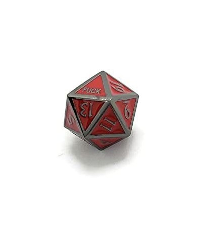 Red Metal D20 F*** Dice Critical Fail F 20 Sided Die Set DND Black Red Gunmetal Color Number for Role Playing Game Dungeons a...