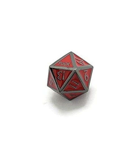 Red Metal D20 F*** Dice Critical Fail F 20 Sided Die Set DND Black Red Gunmetal Color Number for Role Playing Game Dungeons a...