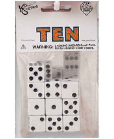 Set of 10 8mm Six Sided D6 Small Square Dice White with Black Pips $15.62 - Game Accessories