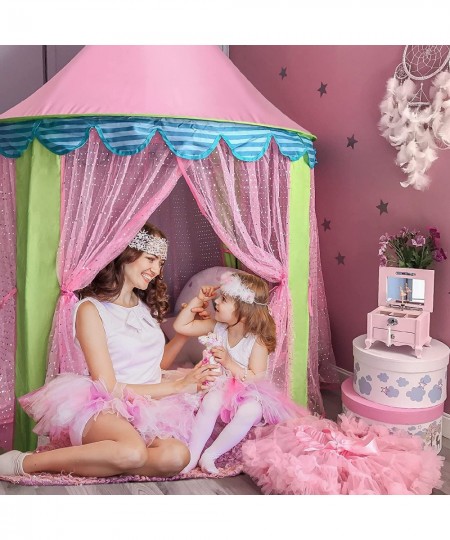 Princess Tent with Star Lights & Carry Case Pop Up Play Tent Princess Castle Indoor Playhouse Foldable Kids Play Tent Outdoor...