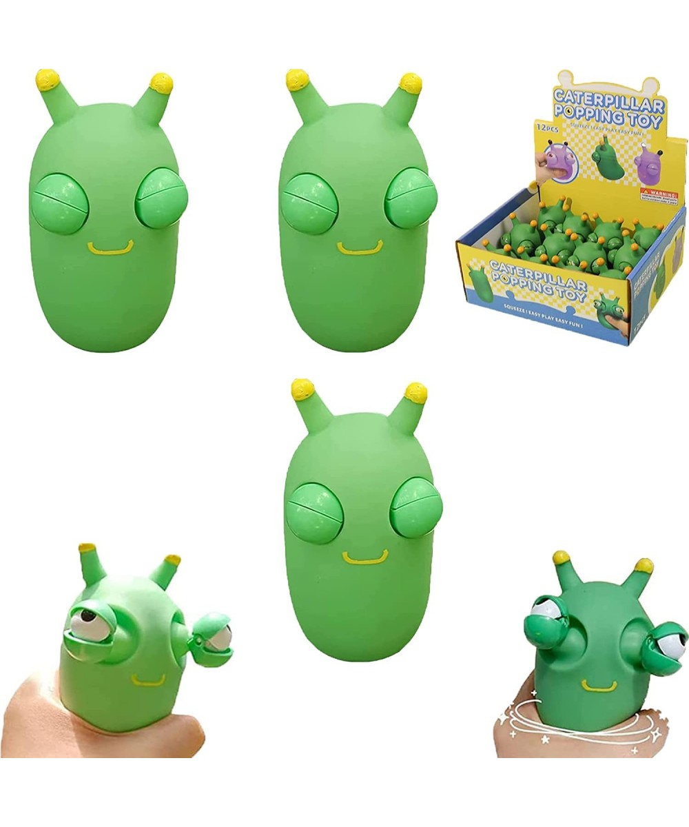 Funny Grass Worm Pinch Toy - 2022 Novelty Eye Popping Worm Squeeze Toy Squeeze Green Eye Bouncing Worm Toy 3D Grass Worm Fidg...