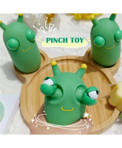 Funny Grass Worm Pinch Toy - 2022 Novelty Eye Popping Worm Squeeze Toy Squeeze Green Eye Bouncing Worm Toy 3D Grass Worm Fidg...