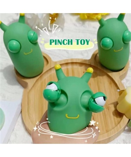 Funny Grass Worm Pinch Toy - 2022 Novelty Eye Popping Worm Squeeze Toy Squeeze Green Eye Bouncing Worm Toy 3D Grass Worm Fidg...