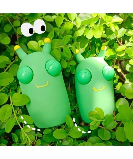 Funny Grass Worm Pinch Toy - 2022 Novelty Eye Popping Worm Squeeze Toy Squeeze Green Eye Bouncing Worm Toy 3D Grass Worm Fidg...