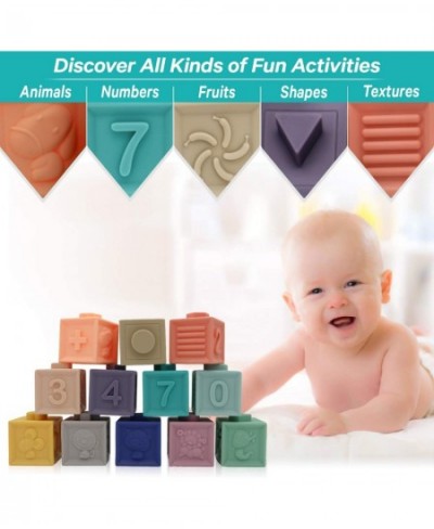 Baby Blocks 12 pc - Soft Stacking Building Blocks - Toy 6 to 12 Months Toddlers Boys & Girls- Squeeze & Play - Educational To...