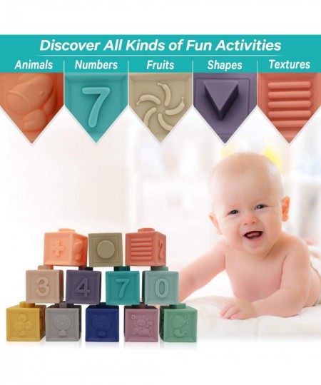 Baby Blocks 12 pc - Soft Stacking Building Blocks - Toy 6 to 12 Months Toddlers Boys & Girls- Squeeze & Play - Educational To...