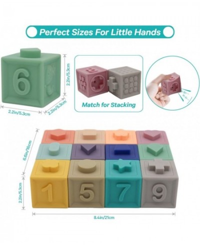 Baby Blocks 12 pc - Soft Stacking Building Blocks - Toy 6 to 12 Months Toddlers Boys & Girls- Squeeze & Play - Educational To...