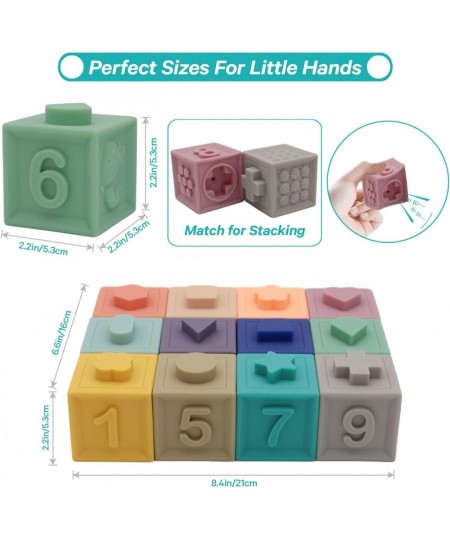 Baby Blocks 12 pc - Soft Stacking Building Blocks - Toy 6 to 12 Months Toddlers Boys & Girls- Squeeze & Play - Educational To...