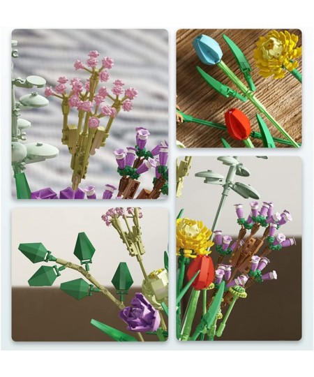 17 Flowers Bouquet Building Blocks Set 999PCS Colorful DIY Artificial Flower Building Kit for Home Decoration Gifts Botanical...